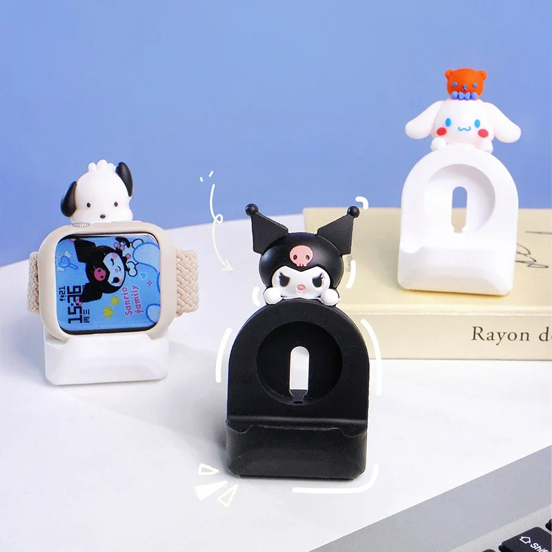 Kawaii Cinnamoroll Pochacco Kuromi Suitable for Apple Watch Wireless Charge Base IWatch 10/SE/Ultra Cute Cartoon Doll Stand Gift