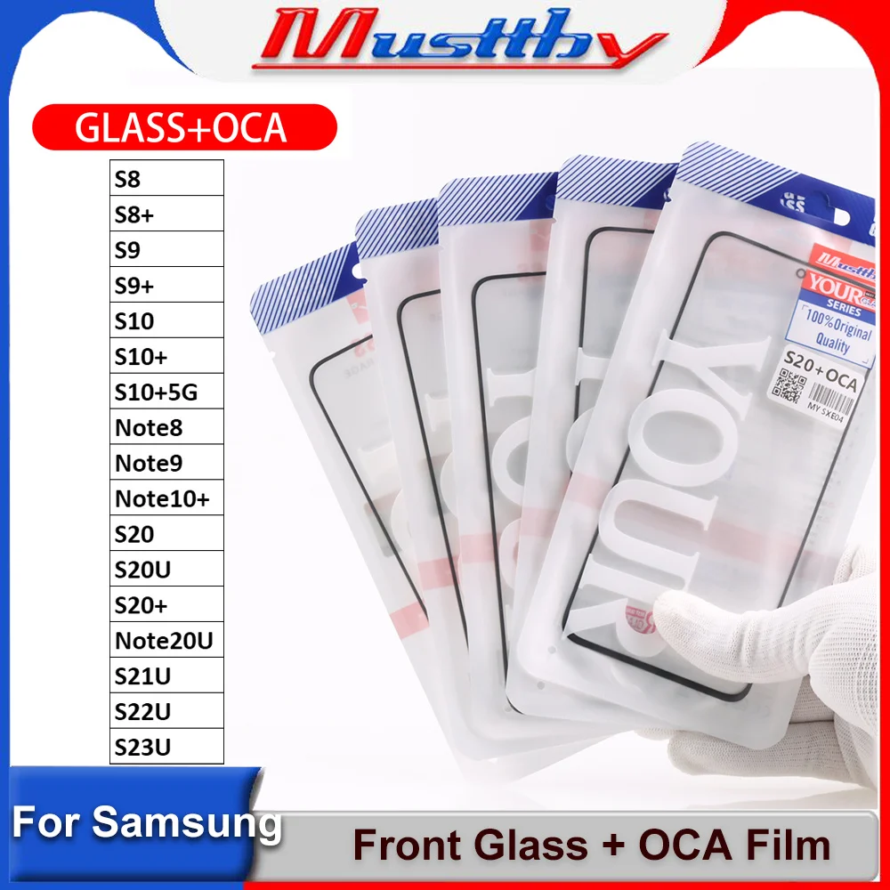 Musttby 5pcs S23ultra 100% OEM Front Screen Panel Glass Replacement With OCA for Samsung Galaxy S20 S21 S22 Note 20 Ultra