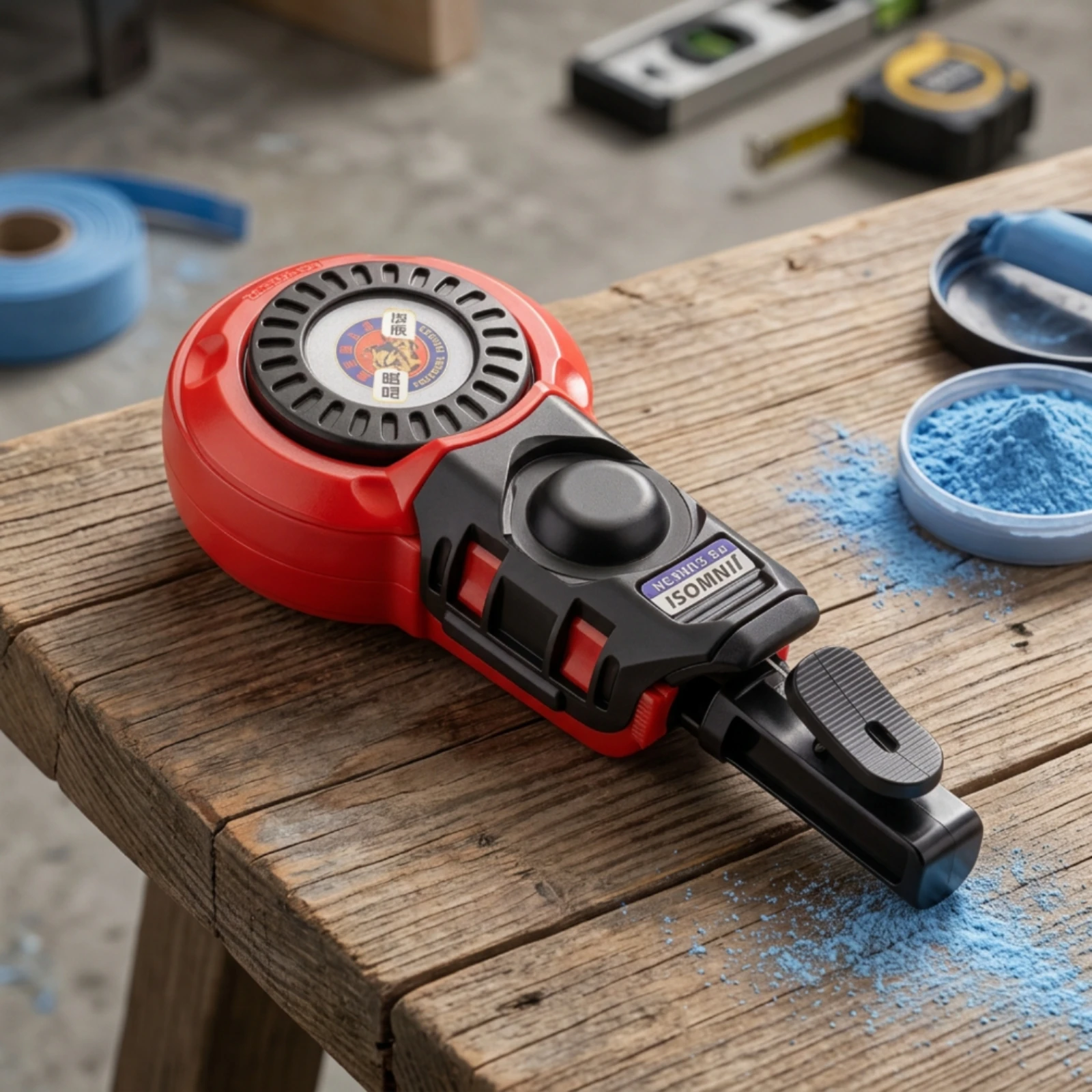 Chalk Line Reel with Pistol Grip Automatic Craftsperson's Chalk Line Tool Handheld Leak-Resistant for Masons, Construction