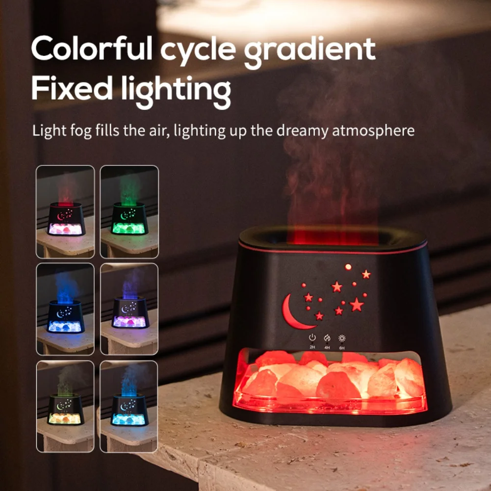 

Salt Stone Lamp Flame Humidifier USB for Enhanced Air and Better Sleep Includes Aromatherapy Diffuser and Safe Touch Design
