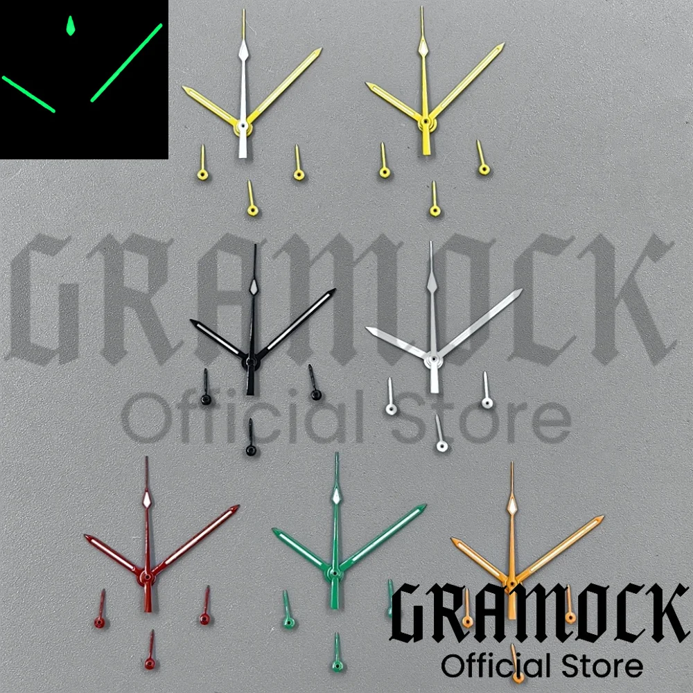 

Gramock Watch Hands Red Orange Green White Black Watch Hands Green Luminous For VK63 Quartz Movement Watch 6 Needles Accessories