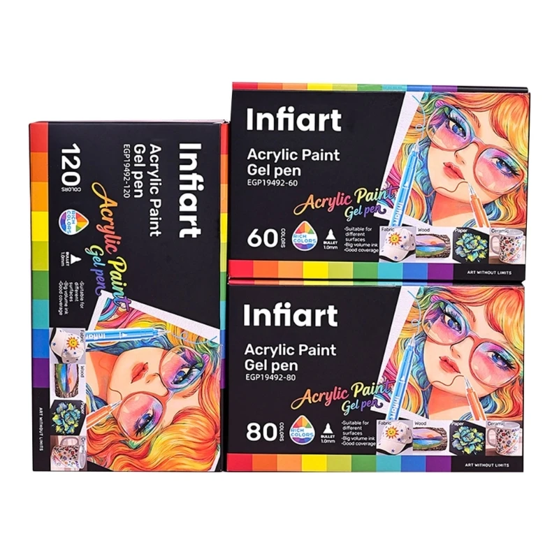 Layering Acrylic Paint Gel Pen Set 1.0 mm Tip for Paper, and Ceramic, Art Color Set for Journaling and DIY