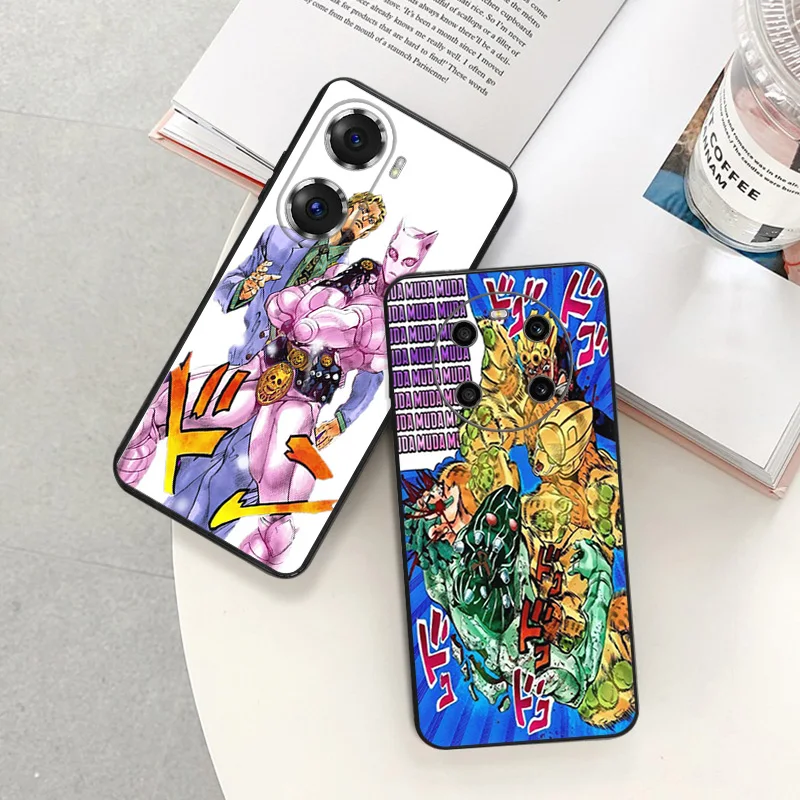 Black Soft Phone Case for Honor Magic5 Pro X7b X8b X9b X6 X7 X8 X9 A 90 70 JoJo's Bizarre Encyclopedia Pixel 7 8 6a 7a 8a Cover