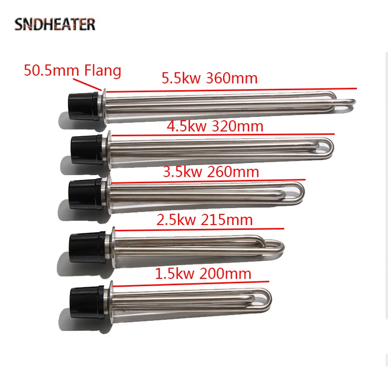 SNDHEATER 220V G1.5 Tri Clamps Heating Element 1500W 4500W 5500W 50.5mm Flang 304SUS Solar Water Heater Resistance for Brewage