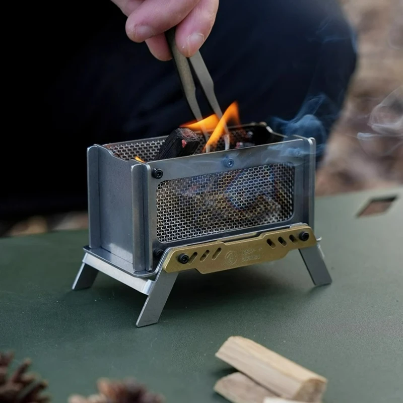 Camping Portable Mini Aromatherapy Stove Stainless Steel Aromatherapy Rack Firewood Stove Desktop Decoration For Storage Bag