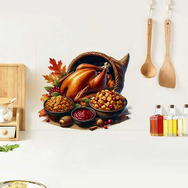 Thanksgiving Cornucopia Wall Sticker Kitchen Decor Living Room Cabinet Refrigerator Home Decoration Decals Stickers S847