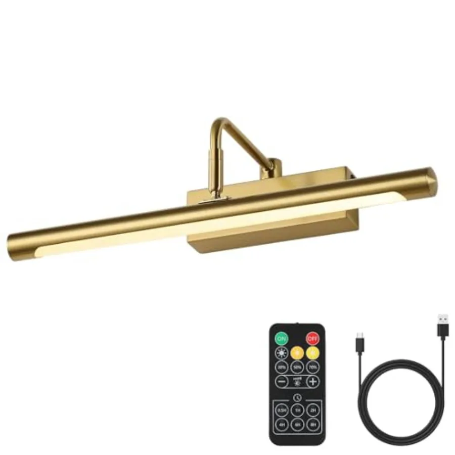 

Беспроводные светильники для картин на батарейках, 5000 мАч, перезаряжаемые настенные светильники с пультом ДУ, регулировкой яркости и таймером