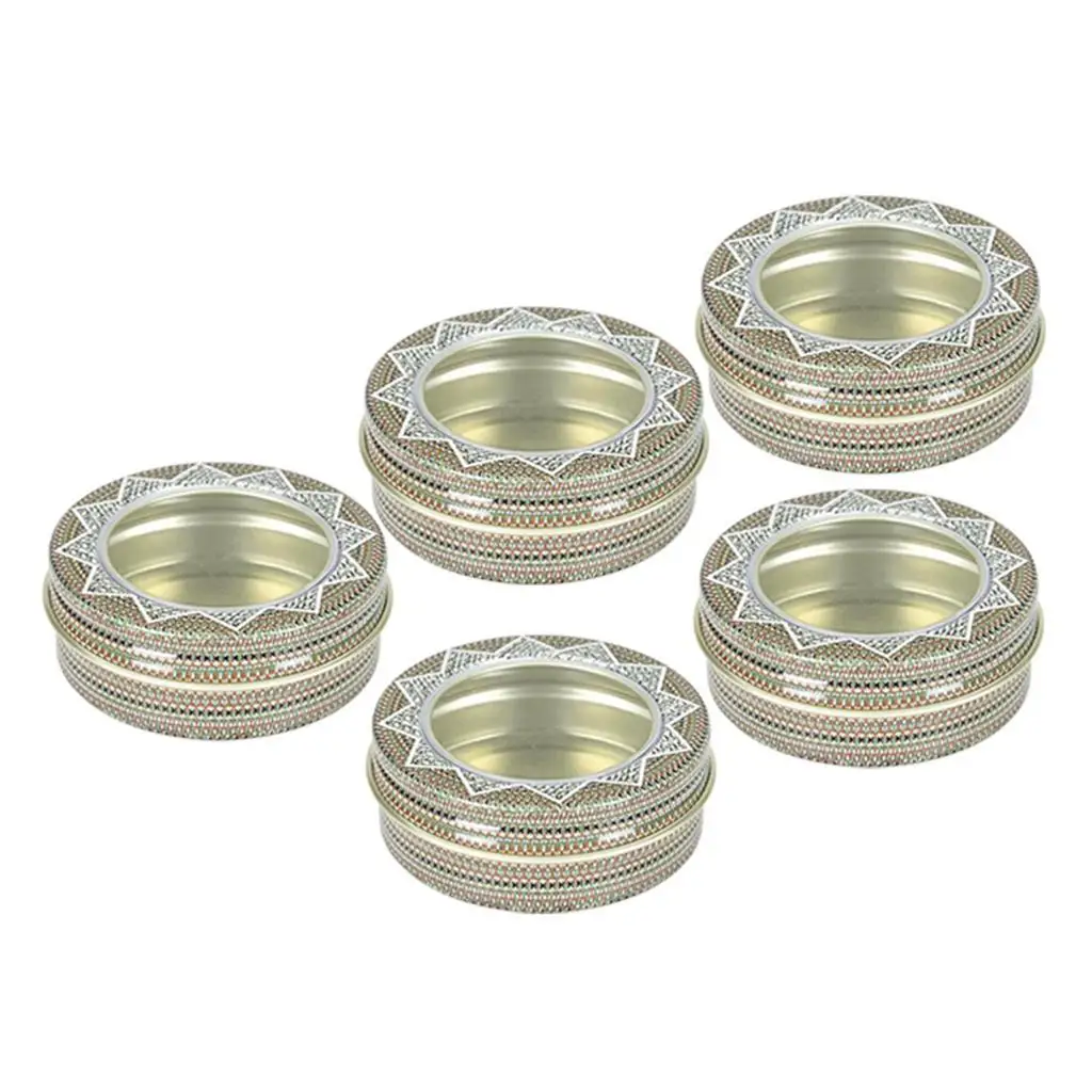 5pcs Aluminum Jar Containers Metal Empty Tins with Clear Window for Lip Balm