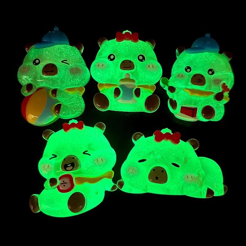 Miniaturas Luminosas de Resina Capivara, Brilho à Noite, Jardim de Fadas, Ornamento DIY, Figurinhas Fofas, Decoração de Mesa, 1Pc