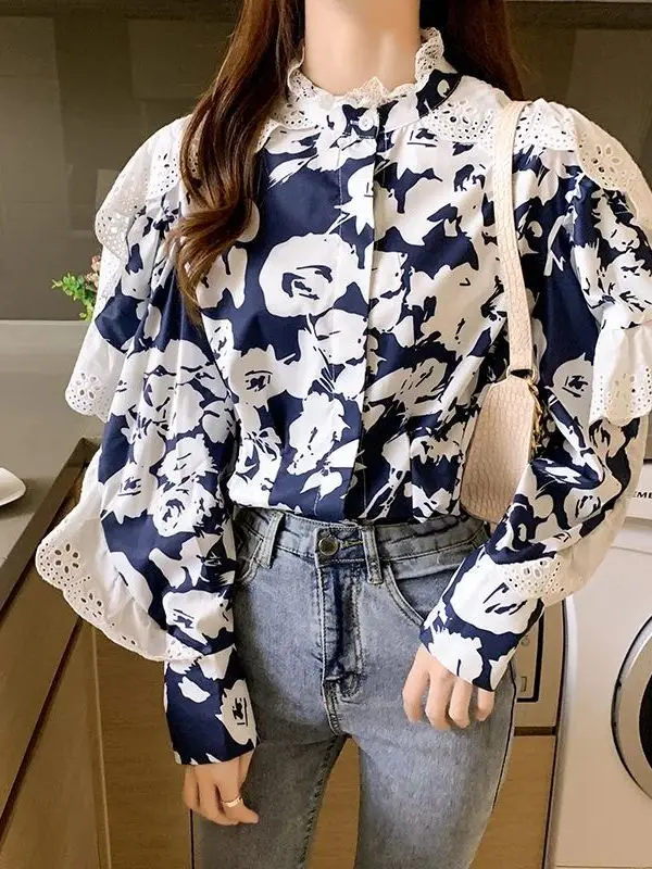 

Женская модная блузка Cleanfit с кружевом и волнистым краем, с длинным рукавом, из тонкого полипропилена, 2023 года, с коротким рукавом