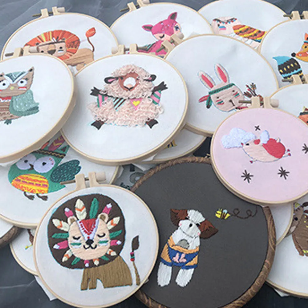 

Unfinished Beginner DIY Embroidered Kit 3D Cartoon Animal Pattern Needlework Sewing Cross Stitch Set Material Package