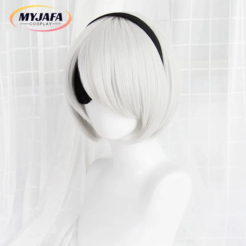 High Quality YoRHa No.2 Type B 2B YoRH 2A 9S 2B Wig Cosplay Wig NieR:Automata Role Play Wigs Heat Resistant Hair Wigs Wig Cap