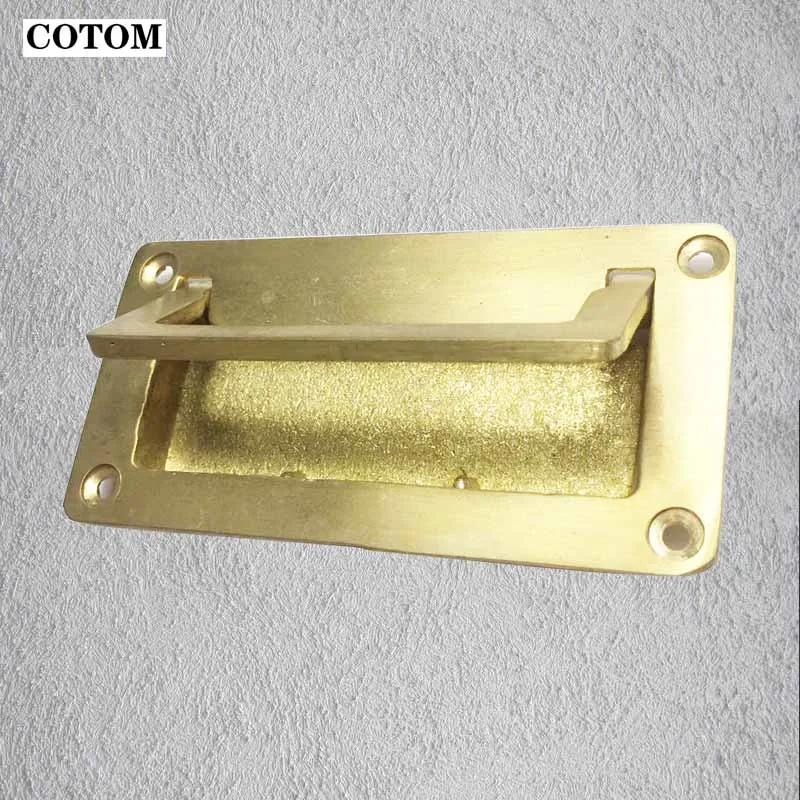Tatami Brass Square Hidden Cabinet Pull Embedded Simple Concealed Pure Copper Knobs Furniture Handle Home Improvement