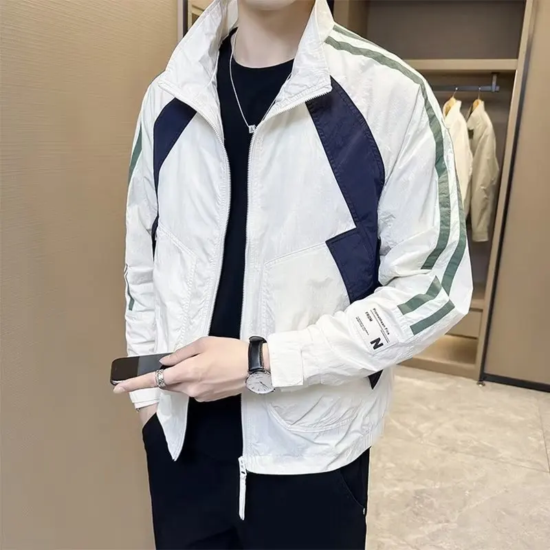 

Casual Loose Fit Men's Jaet Stand Collar Baseball Sle Color Autumn Outerwear Japanese WorkwearInspired Faion
