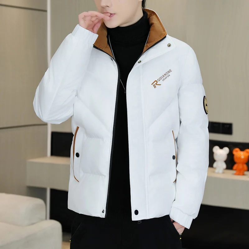 

Мужская утепленная хлопковая куртка Slim Fit с воротником-стойкой, молодежная, модная, высокого качества, в корейском стиле, теплая, для зимы, повседневная одежда