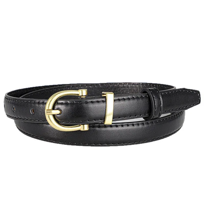 New women's pin buckle belt, fashionable, versatile, simple decoration, trendy, pure color, thin waistband, suitable for jeans