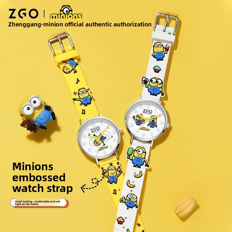 Genuine ZGO Co-branded Minions Simple Pointer Kids Quartz Watch Birthday Gifts
