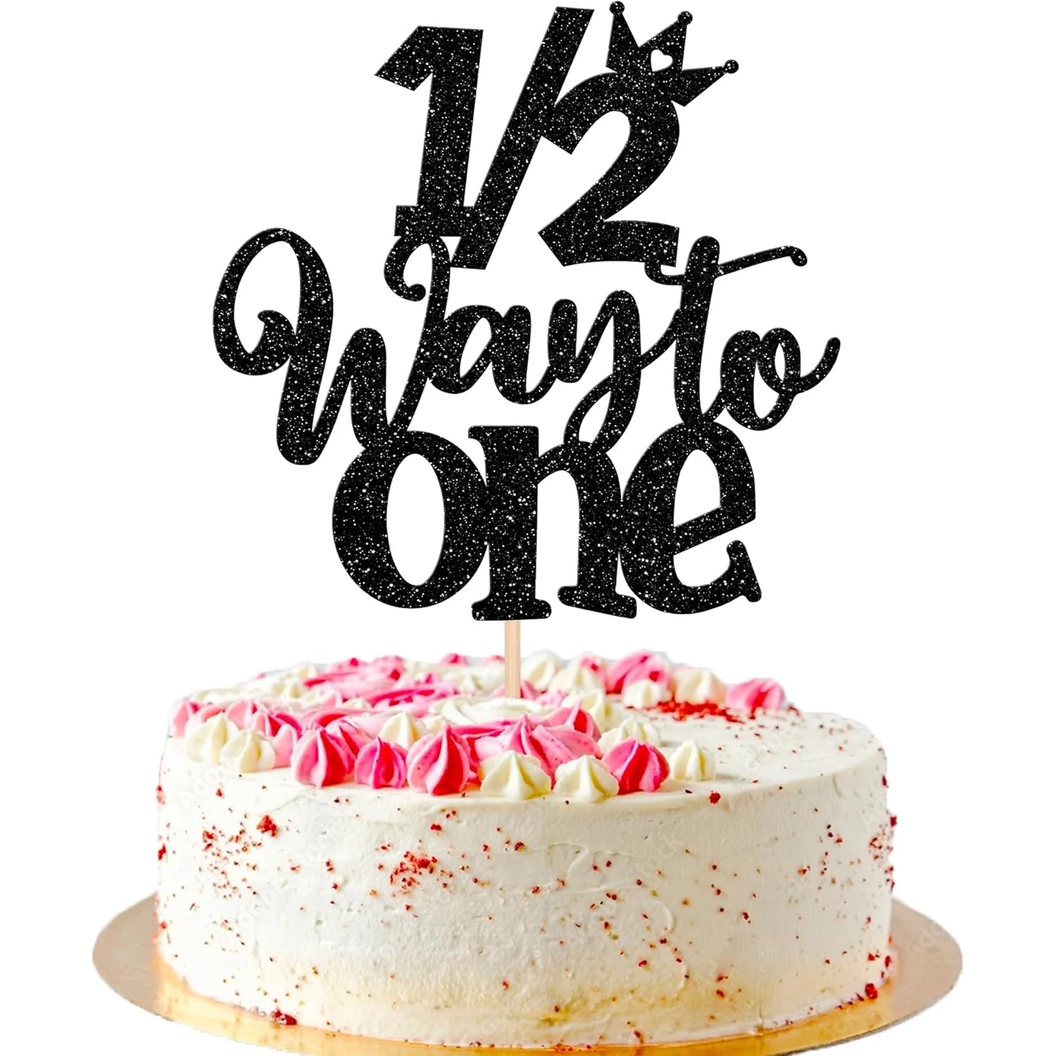 【セール中】1/2 ハーフウェイ・トゥ・ワン ケーキトッパー 赤ちゃん6ヶ月誕生日ケーキデコレーション ハッピー6ヶ月誕生日パーティーケーキトッパー