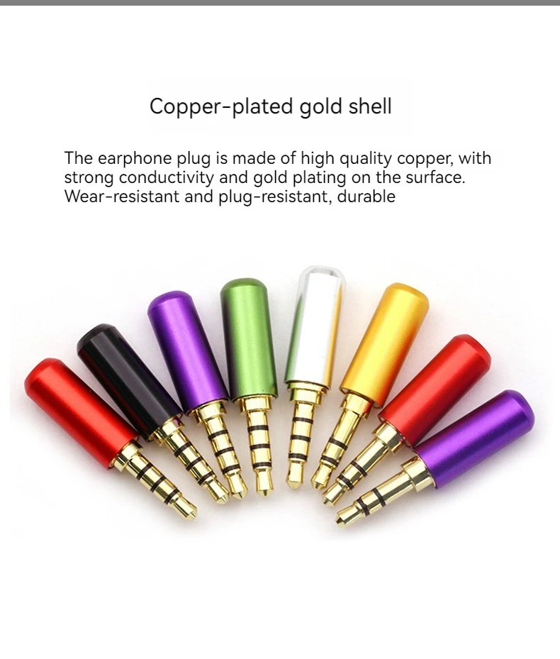 【5-1PCS】3/4 section 3.54mm headphone stereo jack welded male head AUX dual four-channel connector horn DIP audio cable adapter