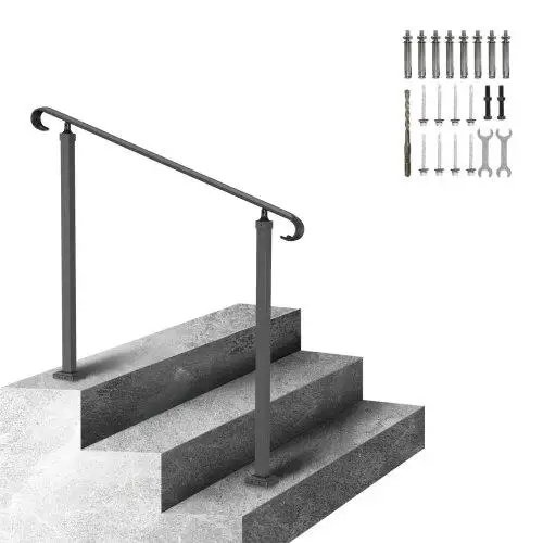 Handrails for outdoor Steps, Fit 1-3 Steps Wrought Iron Handrail, for outdoor Stair Railing, Adjustable Front Porch Hand ,