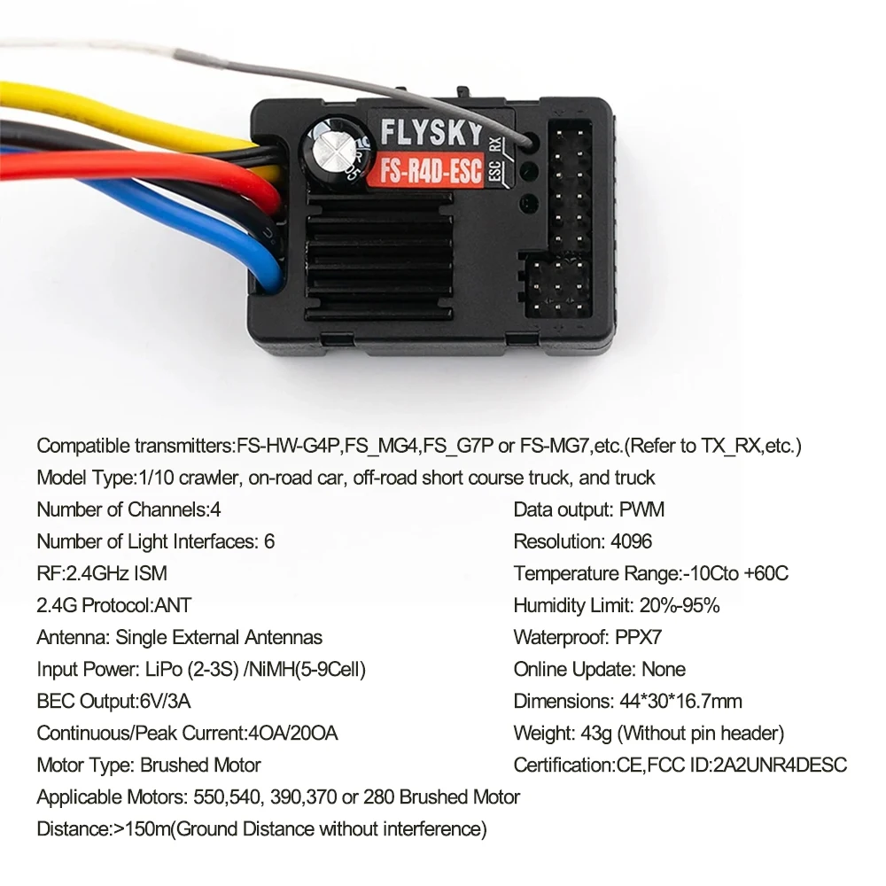 【clearance】FLYSKY FS-R4D-ESC Receiver G7P/MG7 ESC 2-in-1 Two-Way Specialized R4D Receiver Car Boat Accessories