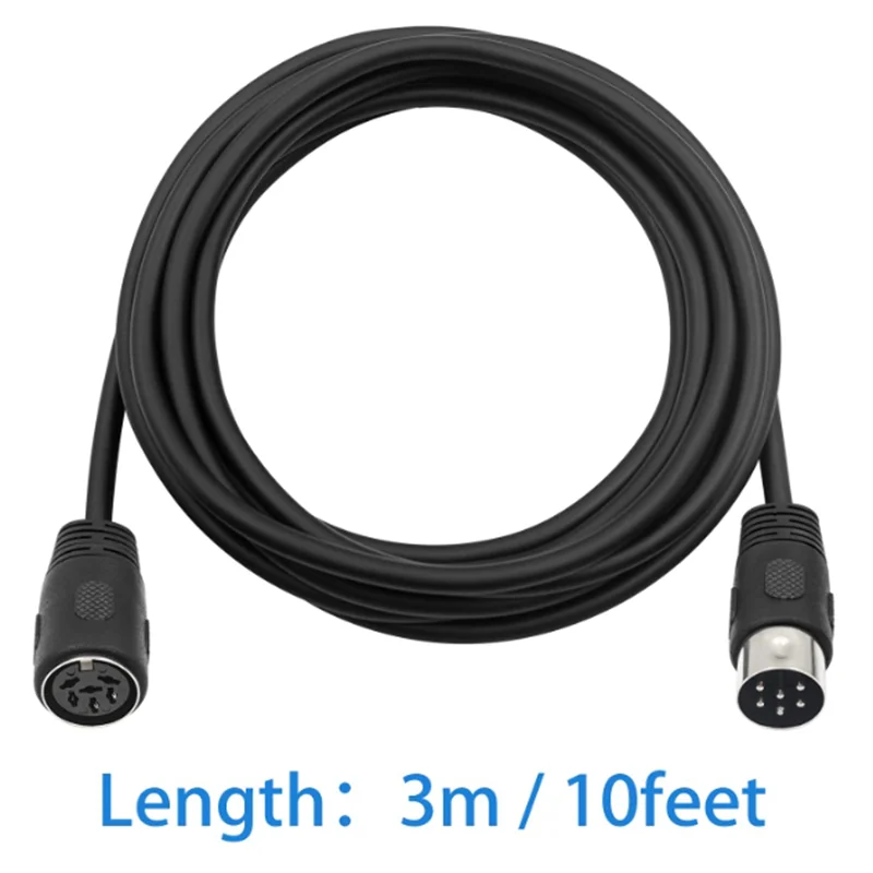 

DIN 6 PIN Extension Cable, 9.8 feet 6 PIN DIN Male to Female Plug AV Adapter Audio Socket for Digital Audio Devices, Black