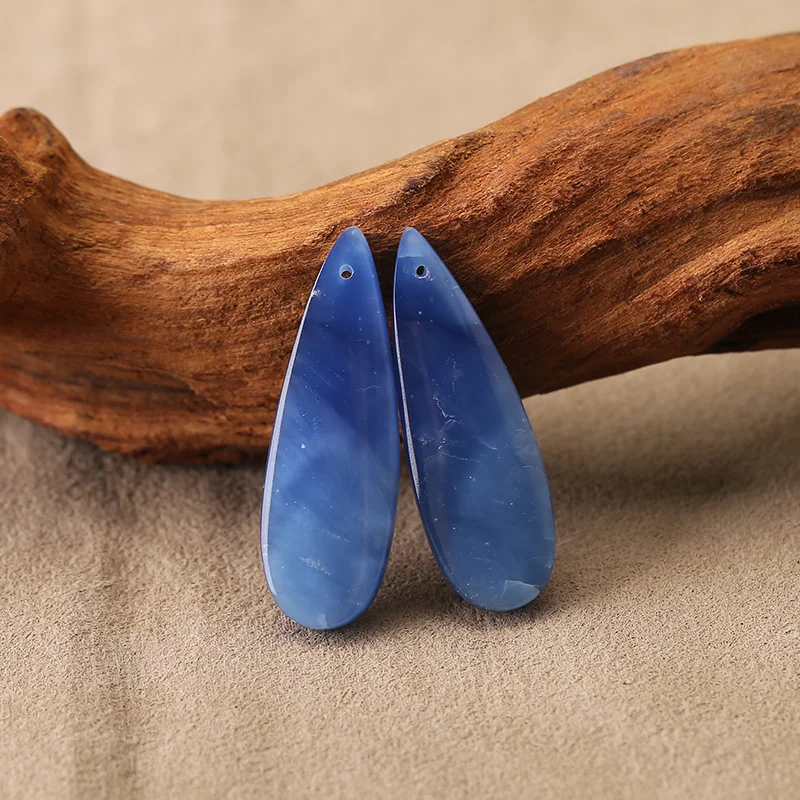

Handmade Blue Onyx Long Drop Shape Earring Beads for Jewelry Making, Handmade Natural stones beads 39*13*5mm