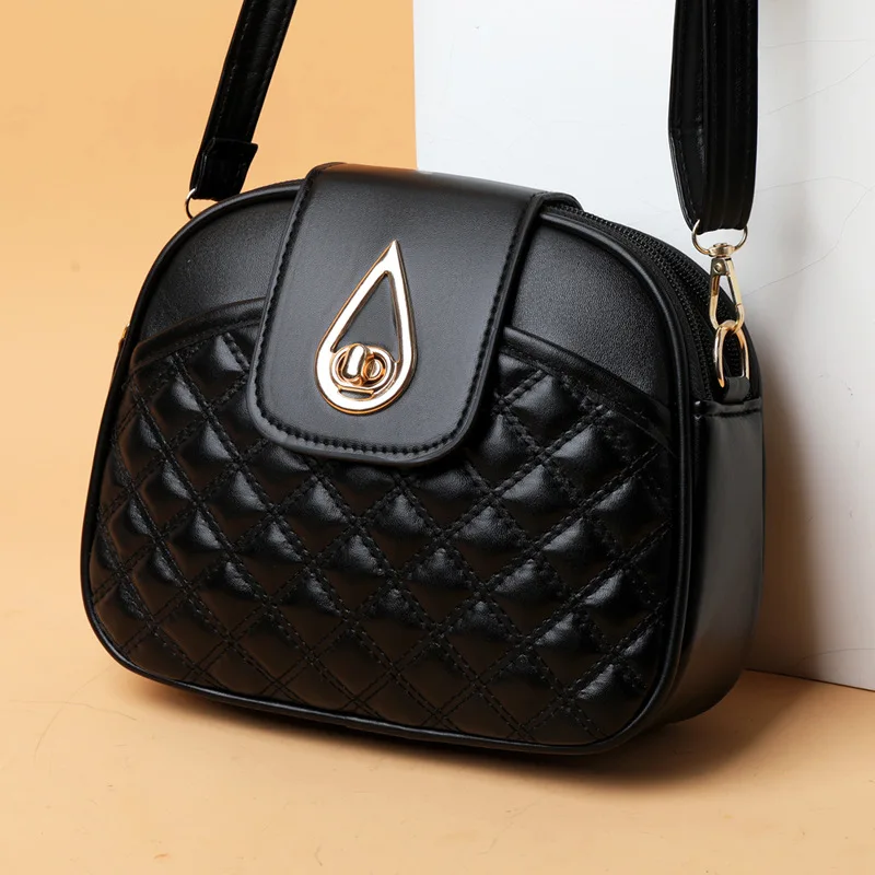 2024 New Fashion Versatile Light Luxury Retro Lingge Handbag Three Layer Single Shoulder Diagonal Straddle Small Round Bag