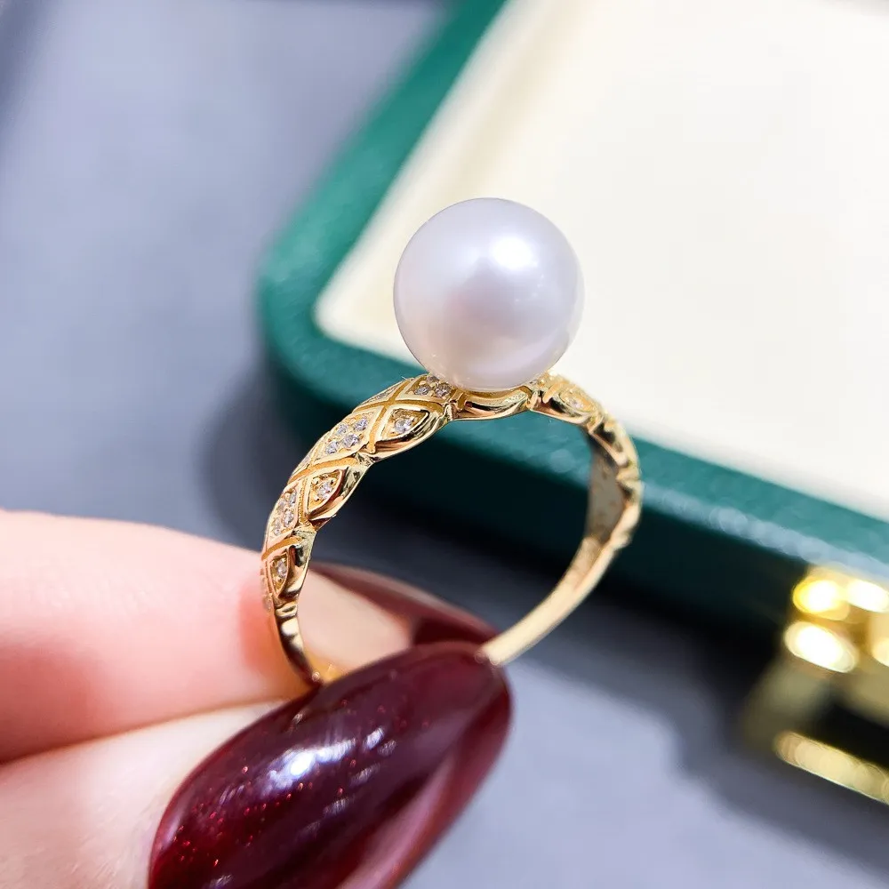 

DIY Pearl Ring Accessories S925 Sterling Silver Ring Empty Set Fashion Gold Silver Jewelry Set Fit 7-10mm Circle Z316