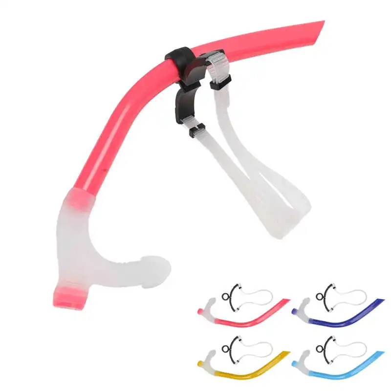 Swimming Snorkel Reduced Drag Silicone Diving Breathing Tube with Adjustable Head Brace