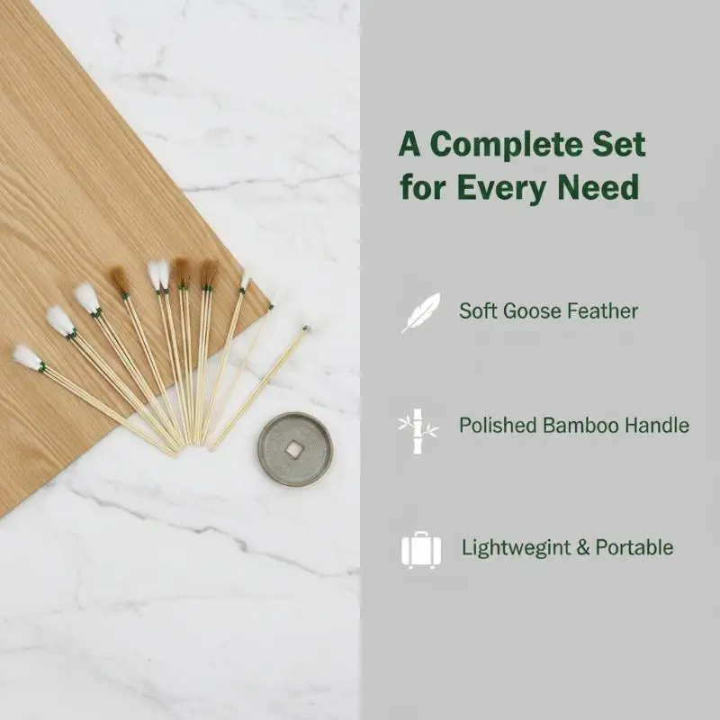 10PCS/Set Ear Care  Earpick Goose Earpick Wax Remover Curette Adult Bamboo Handle Ear Dig Tools Spoon Cleaner Stick Health Care