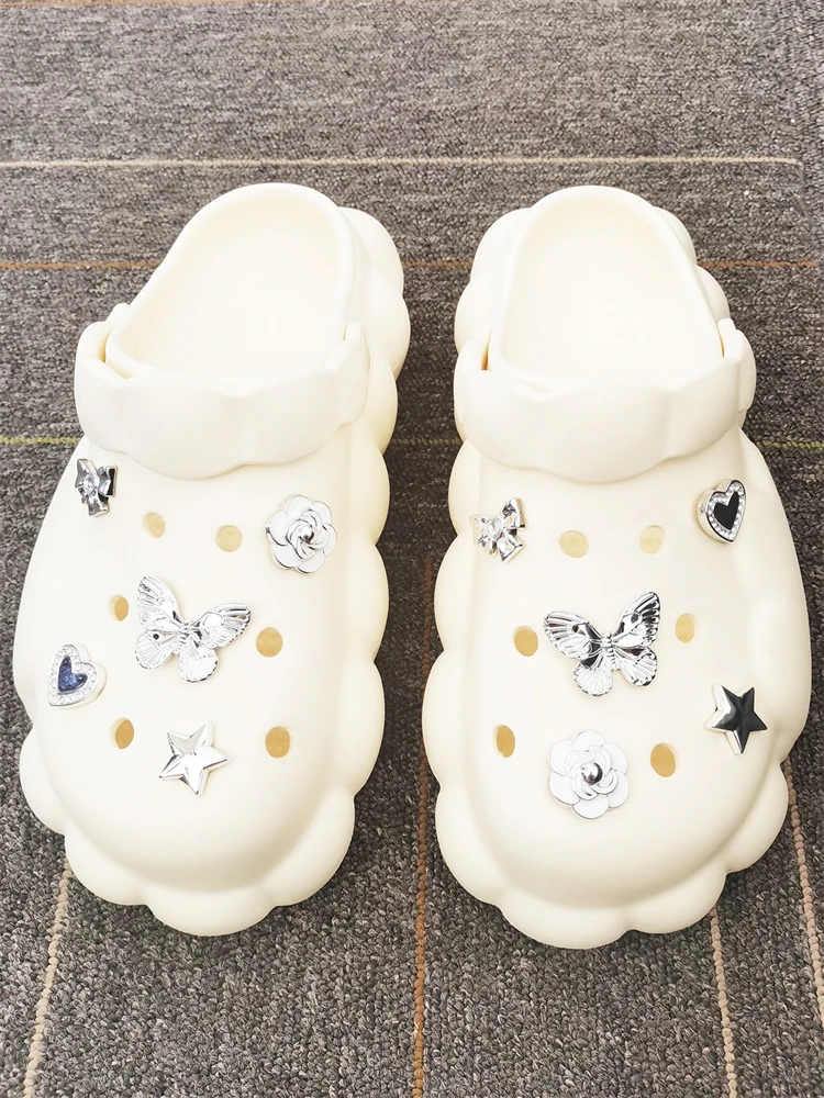10PCS Schuh Charms Schnallen DIY Clog Zubehör Schmetterling Bowtie Decor Fit Frauen Blase Rutschen Hausschuhe Strand Tasche Sandalen Geschenke – Detail 6