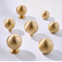 Solid Brass Furniture Kitchen Handles Nordic Gold Ball Shape Drawer Knobs Cabinet Door Cupboard Wardrobe Dresser Pulls Knobs