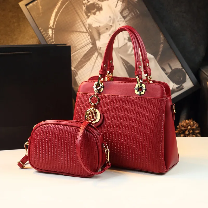 Women 2PCS Set Leather Handbag Ladies Bags Large Capacity  Tote  For  Luxury Designder Shoulder Bag Sac