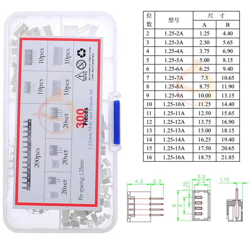 Pin1.25mm PH2.0mm XH2.54mm MX3.0mm VH3.96mm الملعب محطة ذكر أنثى sm موصل صندوق أدوات متنوعة