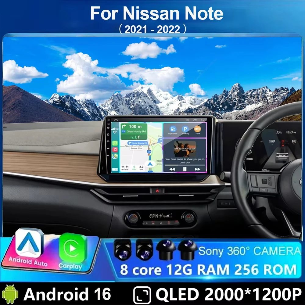 10 Android 16 Car Stereo For Nissan Note 2021 2022 Radio Touch Screen Carplay+Auto GPS WIFI 4G Navigation Autoradio Head Unit