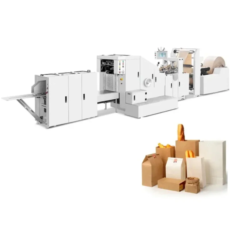 High Quality Automatic Shopping Paper Bag Making Machine Bakery Food Flat Bottom Kraft Biodegradable Paper Bags Forming Machine