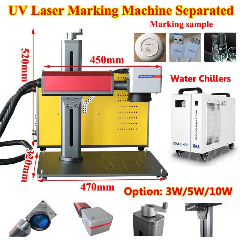 

LY Separated Fiber Marking Cutting Machine 3W/5W/10W with Water Chillers CO2 Laser Engraver 40W 60W for Metal Leather Engraving