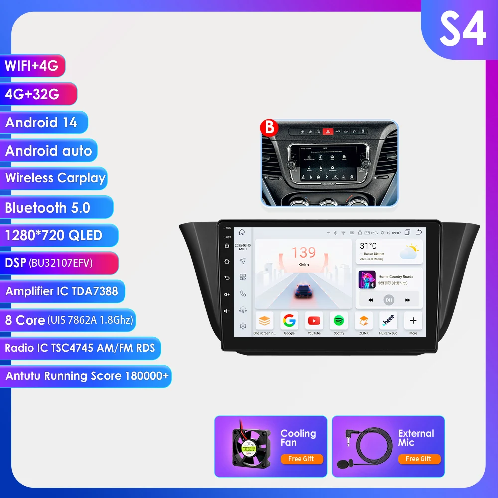 Hizpo Android 14 Carplay Auto voor Iveco Daily 2013 2014 2015 2016 2017 2018 2019 2020 2021 autoradio multimediaspeler 4G Wifi GPS navigatie 2Din 9 inch head unit SWC RDS DSP Navi