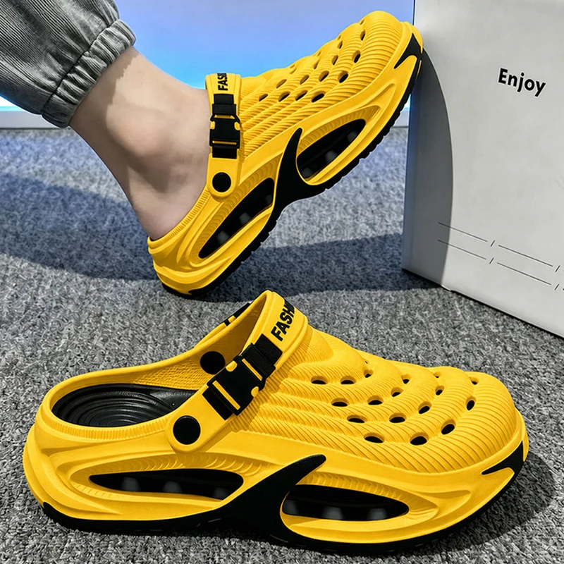 Modische Ausgehöhlte Sport-Sandalen für Herren mit Dicker Sohle, Eva Weichsohlen Sommer-Clogs, Rutschfeste Outdoor-Fahr- und Strandsandalen