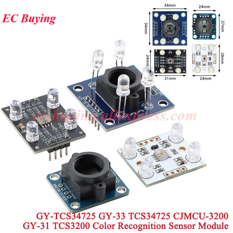 1Pc-5Pcs GY-31 CJMCU TCS3200 TCS230 GY-33 TCS34725 RGB Color Recognition Sensor Module Development Board IIC I2C For Arduino DIY