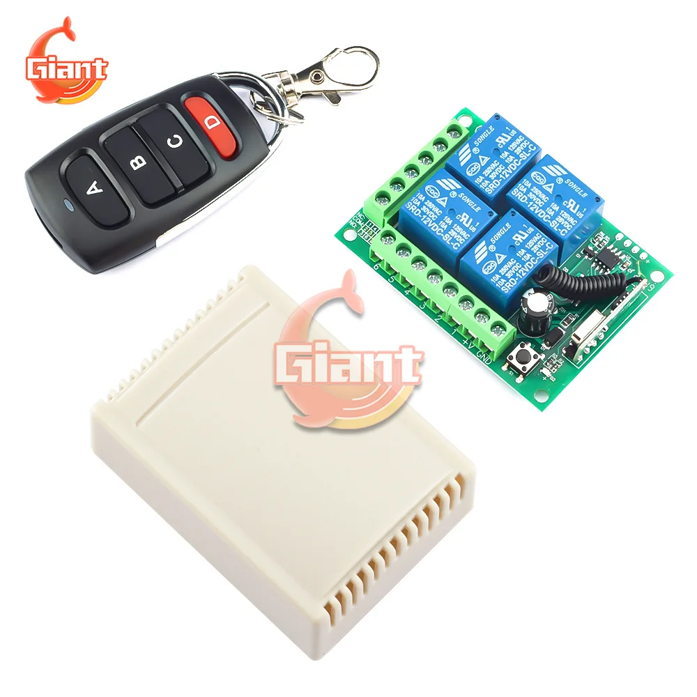 433MHz 315MHz Universal Wireless Remote Control DC 12V 4CH Relay Receiver Module RF Switch For Gate Garage