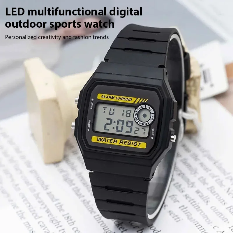 Fashion Simple Digital Watch Waterproof PU Strap Multifunctional LED Electronic Watch Outdoor Sports Man Watch Reloj Hombre