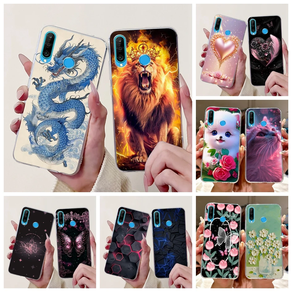 Case For Huawei P30 Lite 2020 Cover MAR-LX1A Cool Dragon Lion Tiger Cartoon Silicone Soft Funda For Huawei P30Lite Nova4e Bumper