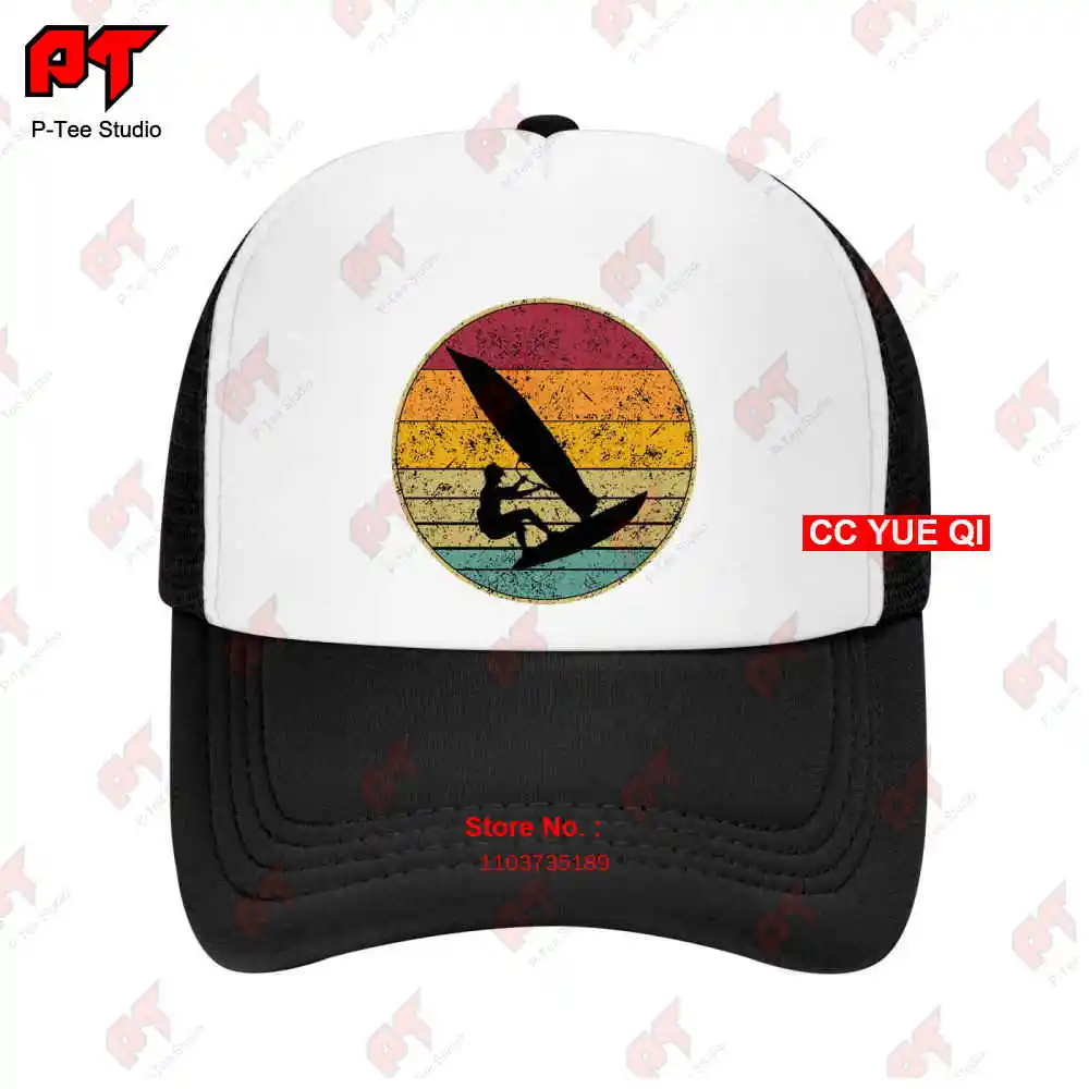 Windsurfing Surfer Surf Vintage Distressed Retro Silhouette Baseball Caps Truck Cap 8WHA