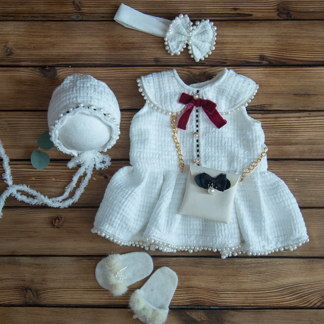 Conjunto de Ropa de Punto para Bebé Recién Nacido, Vestido de Niña con Tela Suave y Elástica, Traje de Bebé para Fotografía