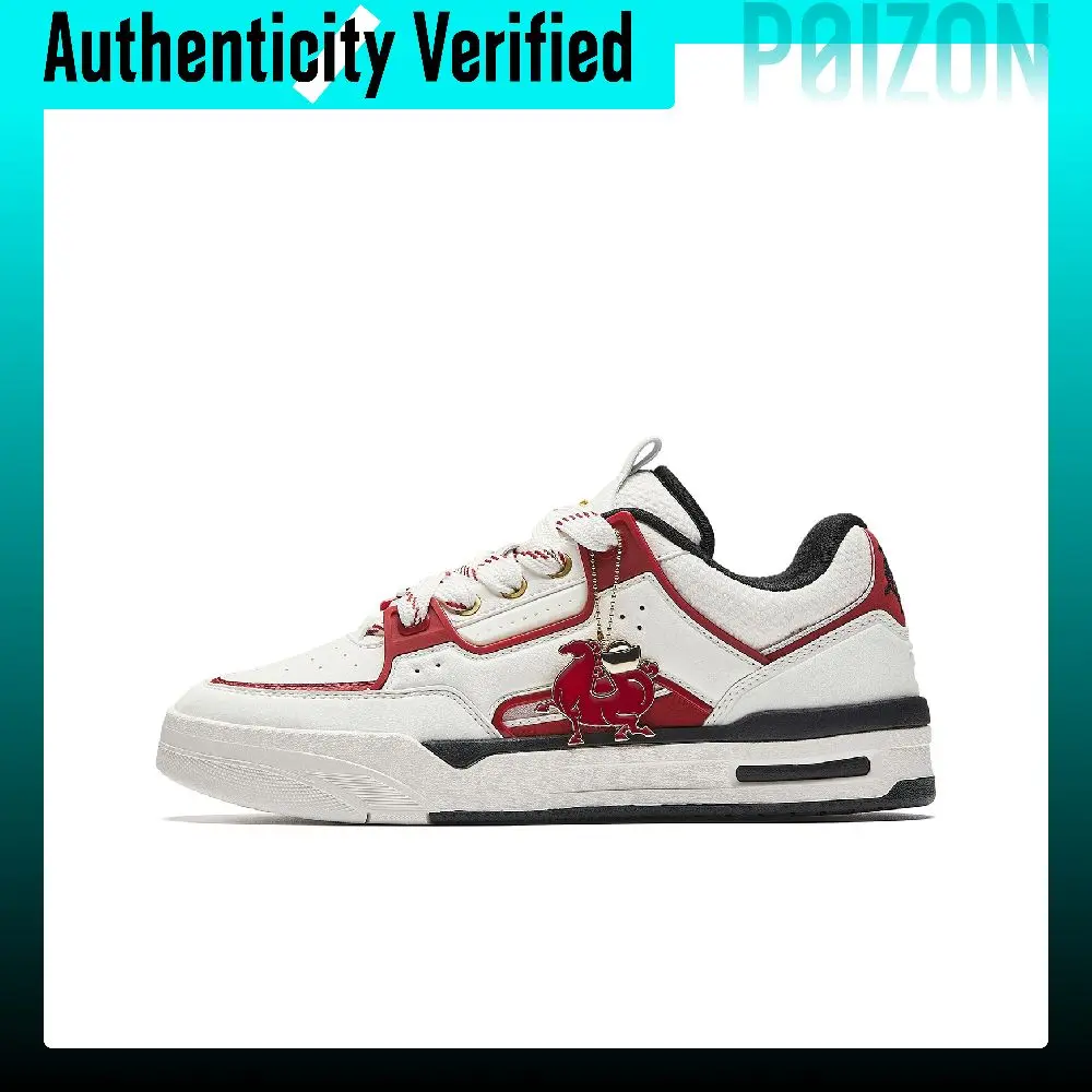 Anta Abrasion Resistant Low top Skateboard Shoes Women's White Red 122618043-10