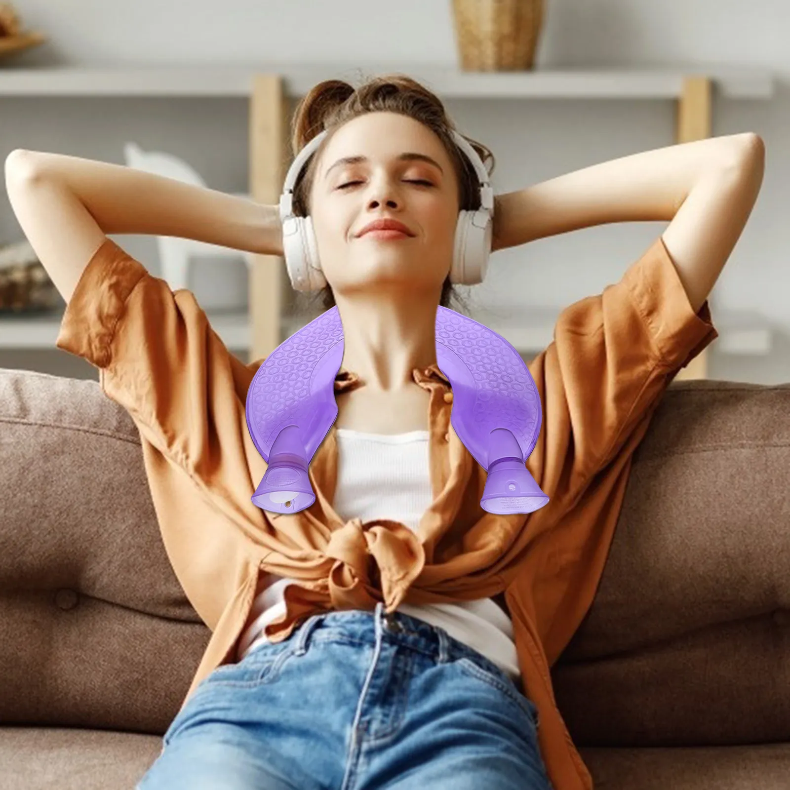 

U-Shaped Hot-Water Bag Violet Sturdy Neck Warm Bag Explosion-Proof Portable Neck Hot Water Bottle Pain Relief Hand Warmer