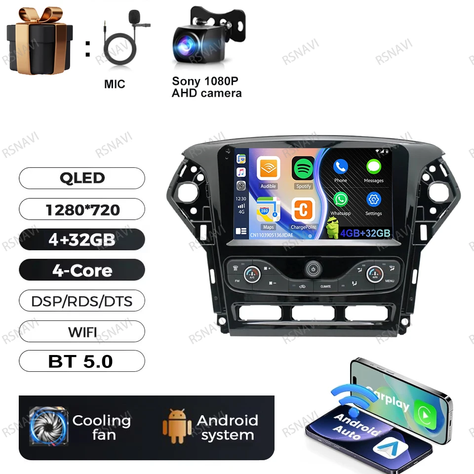 Autoradio Android 15 Voor Ford Mondeo MK4 2007-2014 DVD Viedo Speler BT 4G LTE GPS DSP Head Unit multimedia Stereo Navigatie