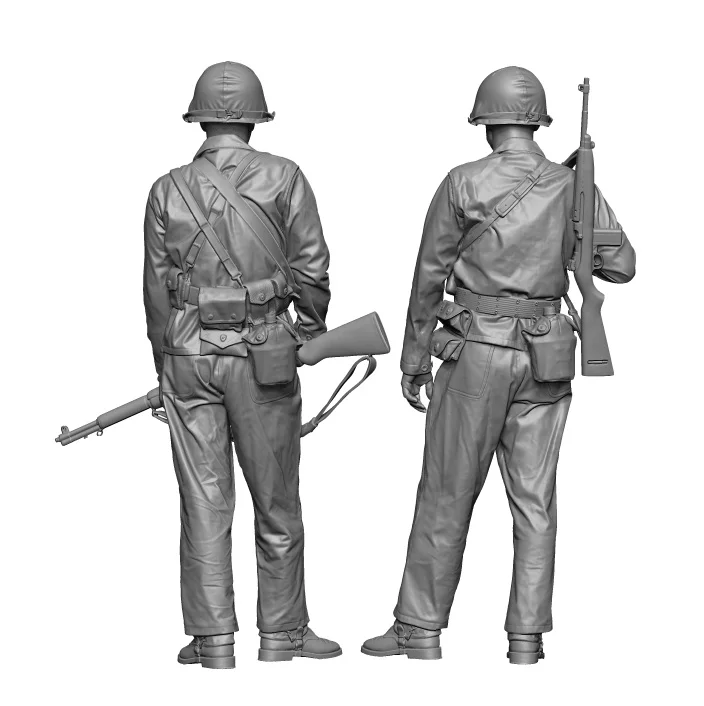 1/35 Scale Resin Figure Military Model Kit WWII US Infantry 4 People Historical Hobby Miniature Self Assembly Kit